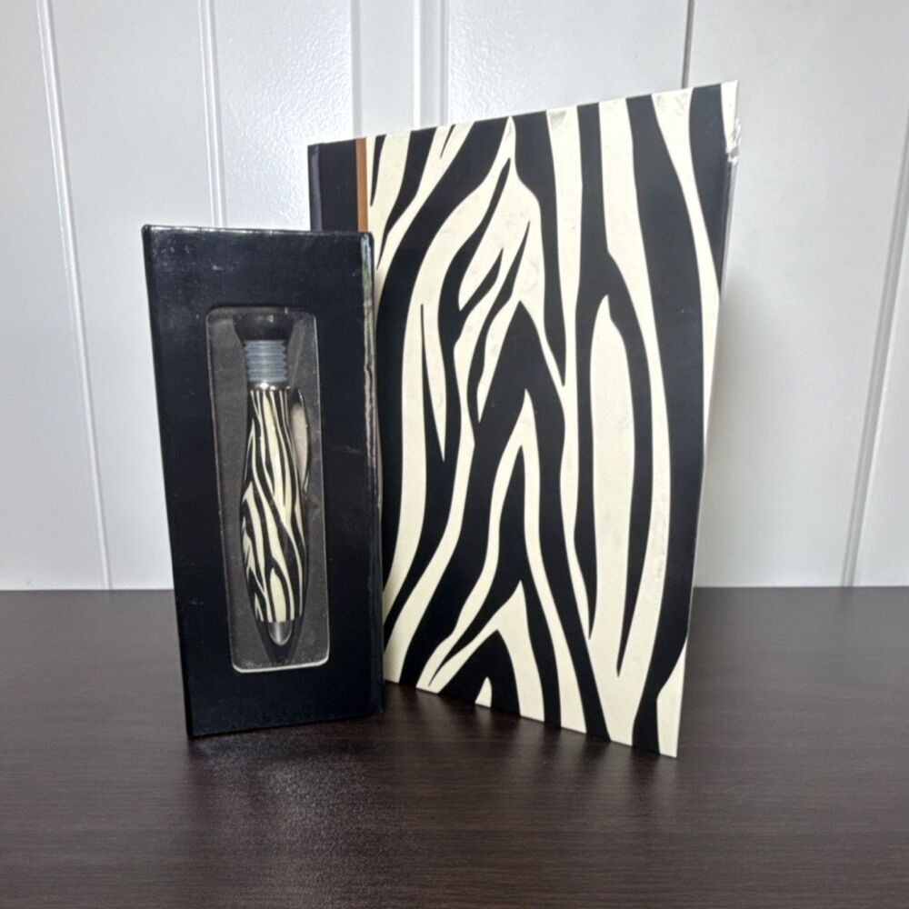 in the wild Zebra Print Blank Journal & Ballpoint Pen, Cardboard Cover
